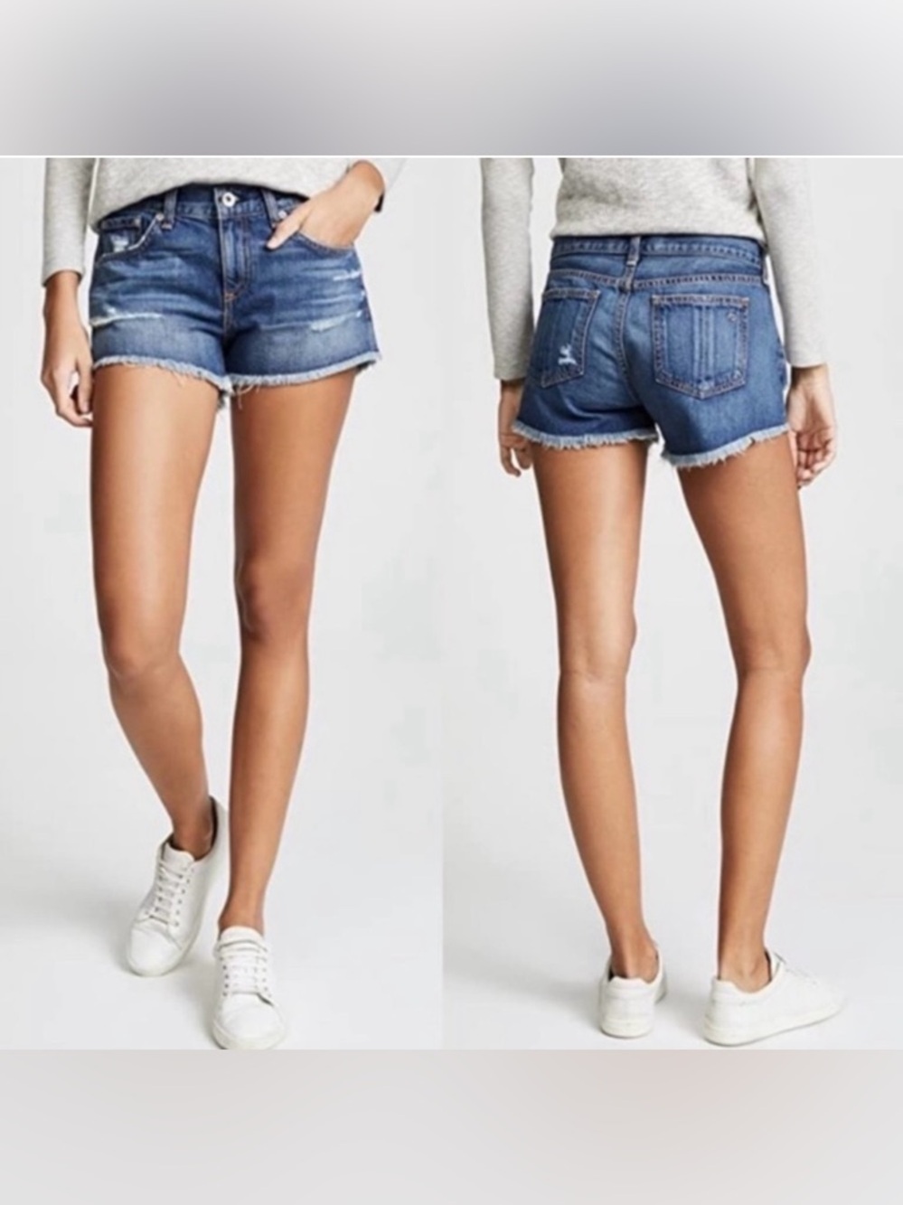 rag & bone Cut Off Jean Shorts Size 25 | Johnny Distressed Denim Low Rise Frayed